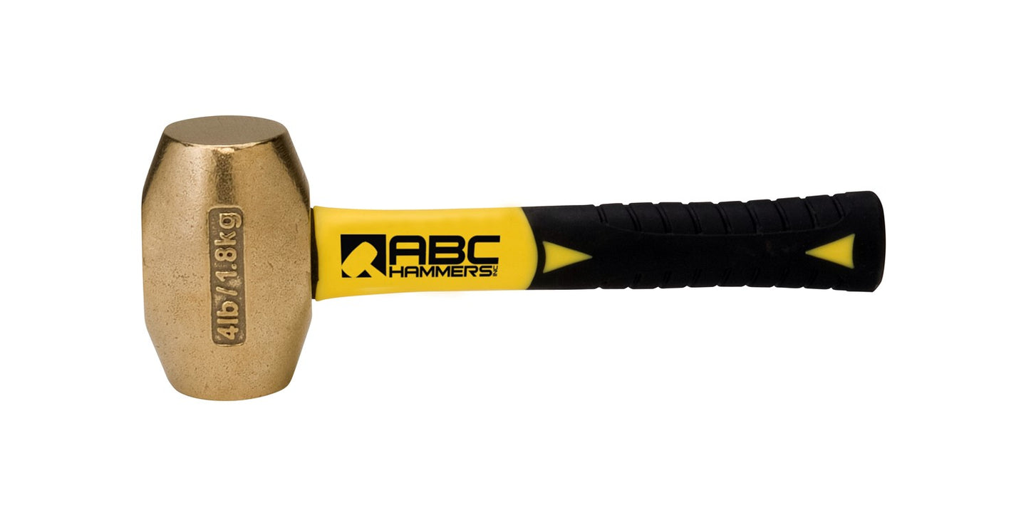 ABC4BFS; 4 lb  Brass Hammer, 8 in. Fiberglass Handle