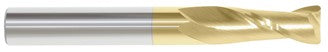 204-602443: 3/16 Dia, 5/8 LOC, 2 OAL, 2-Flt, .03 Corner Rad Carbide End Mill- Single End, 30 Deg. Helix, TiN, USA