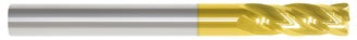 206-602301: 1/8 Dia, 1/2 LOC, 1-1/2 OAL, 4-Flt, .01 Corner Rad Carbide End Mill- Single End, 30 Deg. Helix, TiN, USA