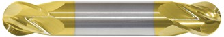 220-001002: 1/32 Dia, 1/16 LOC, 1-1/2 OAL, 4-Flt,  Carbide Ball End Mill- Single End, 30 Deg. Helix, TiN, USA