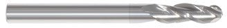 222-001003: 1/32 Dia, 1/8 LOC, 1-1/2 OAL, 3-Flt,  Carbide Ball End Mill- Single End, 30 Deg. Helix, TiCN, USA