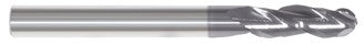 222-001033: 1/16 Dia, 1/4 LOC, 1-1/2 OAL, 3-Flt,  Carbide Ball End Mill- Single End, 30 Deg. Helix, AlTiN, USA